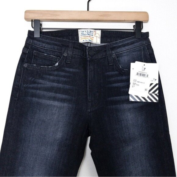 NWT Free People x Sandrine Rose Mixed Denim Patch Jeans 25 Dark Black Skinny Zip - Picture 5 of 11